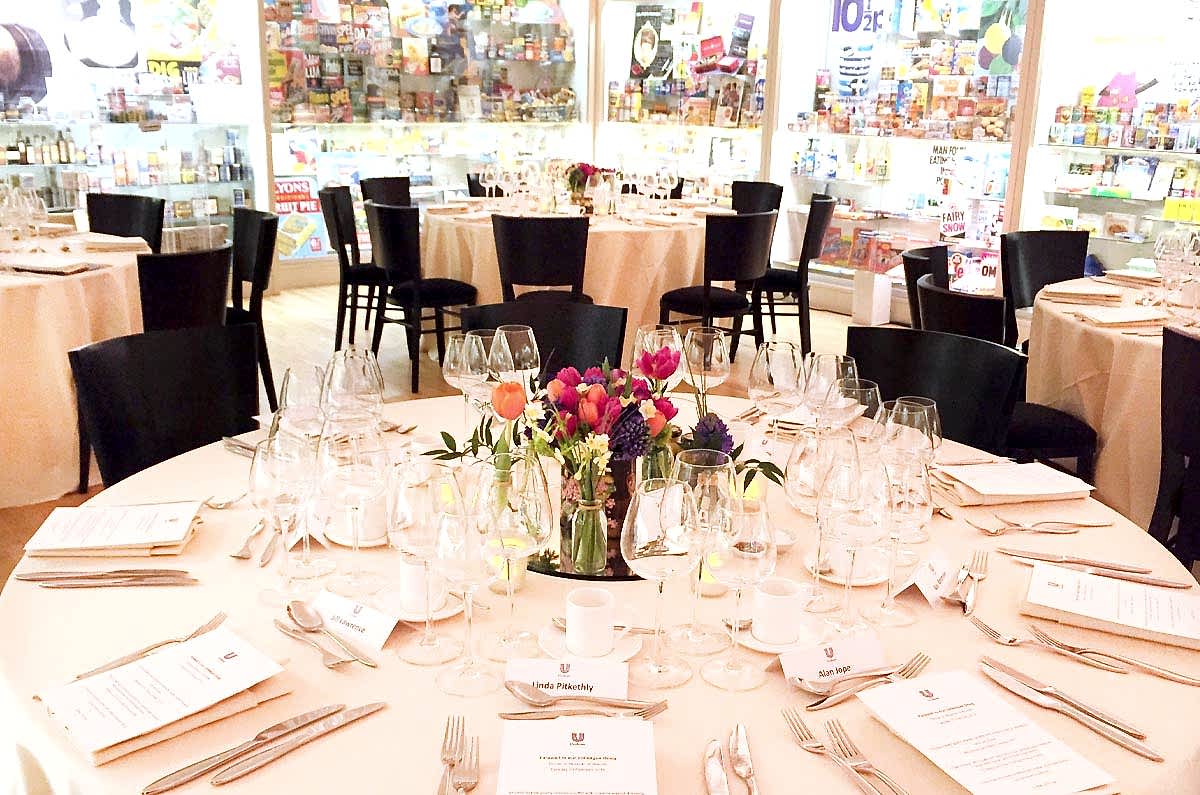 Venue Hire Christmas Parties Branding Hall Cabaret Style Flowers