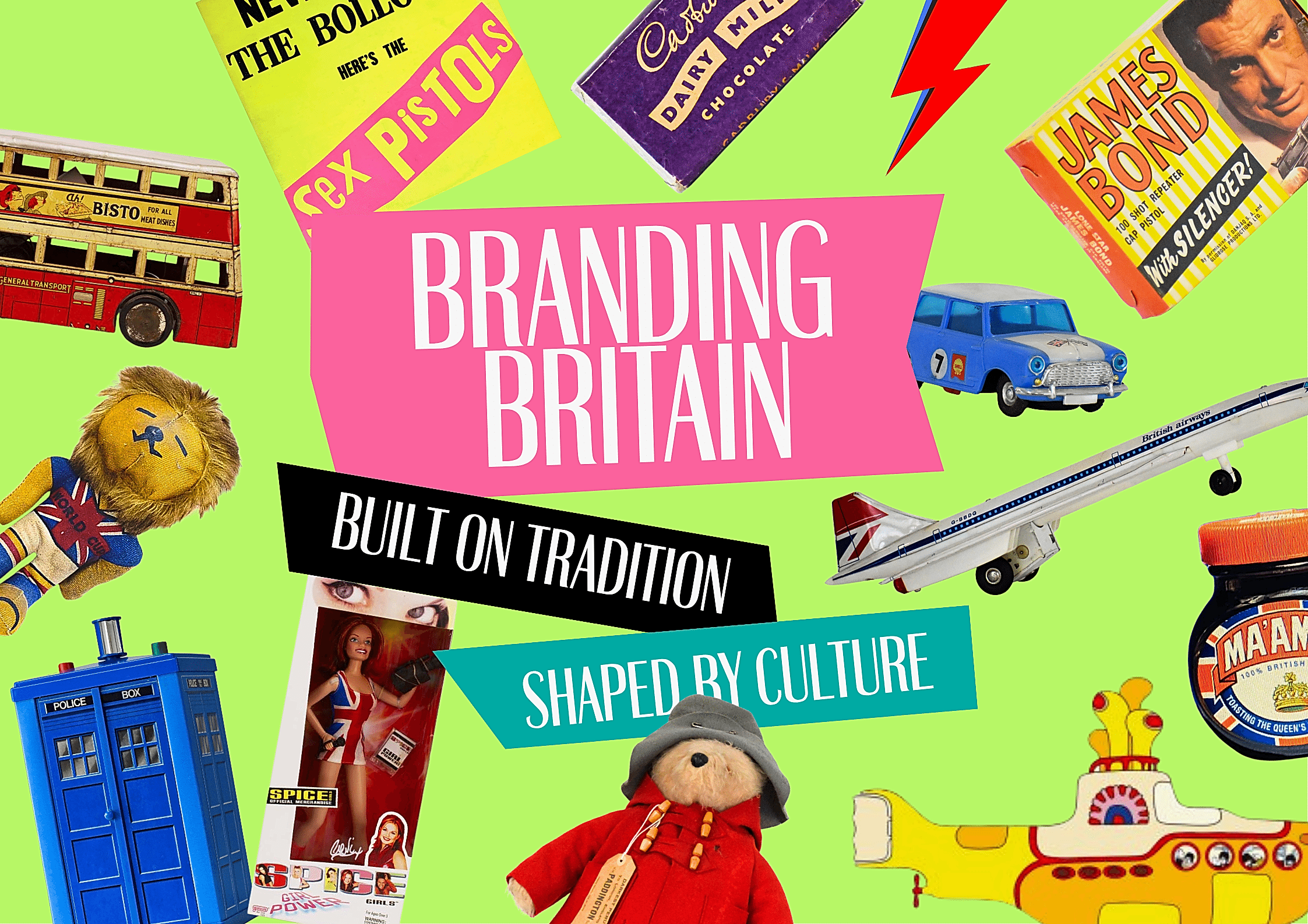 Collage of vintage advertisements, including magazines like 'GO' and 'War Pictorial,' beauty products like 'Hi-Glo' and 'Ballito,' household items like 'O'Cedar' polish, and ads for Bovril and Schweppes. Features retro illustrations of women, fashion, and soldiers.